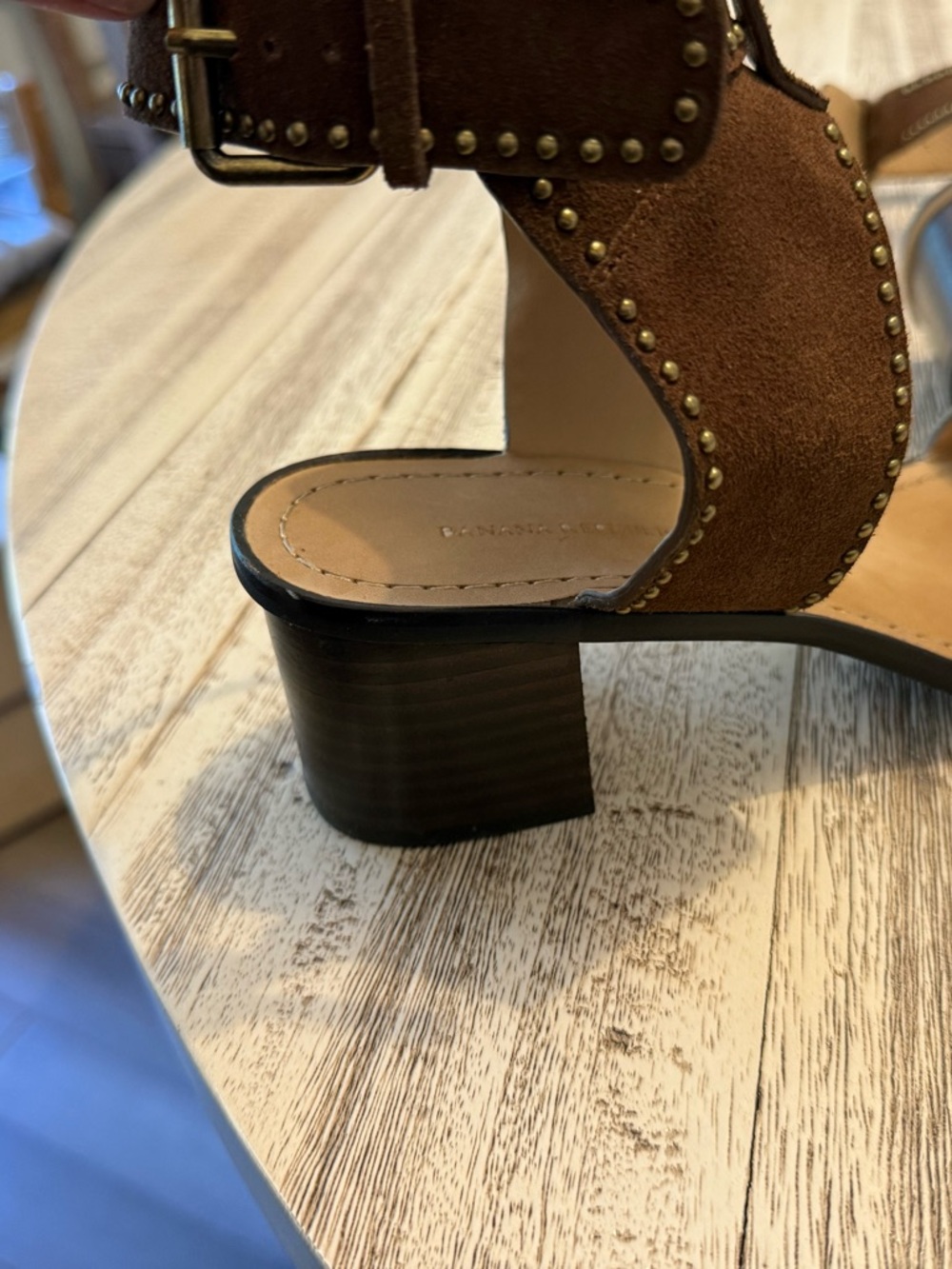 Banana Republic Brown Suede Studded Block Heel Sandal
